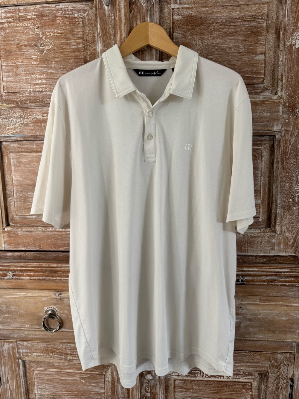 Travis Mathew Men's Cream Performance Polo Golf Dad Pima Cotton Blend